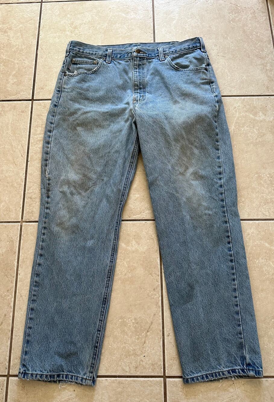 Carhartt Jeans Mens Relaxed Straight Fit Work Denim Tag Missing (Est. 36x29)
